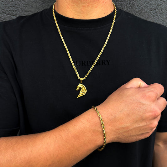 Cadena Lazo + Pulsera + Dije opcional